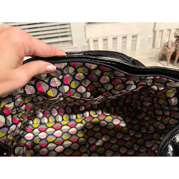Vera Bradley Black Quilted Shoulder Bag with Colorful Interior - Picture 5 of 7